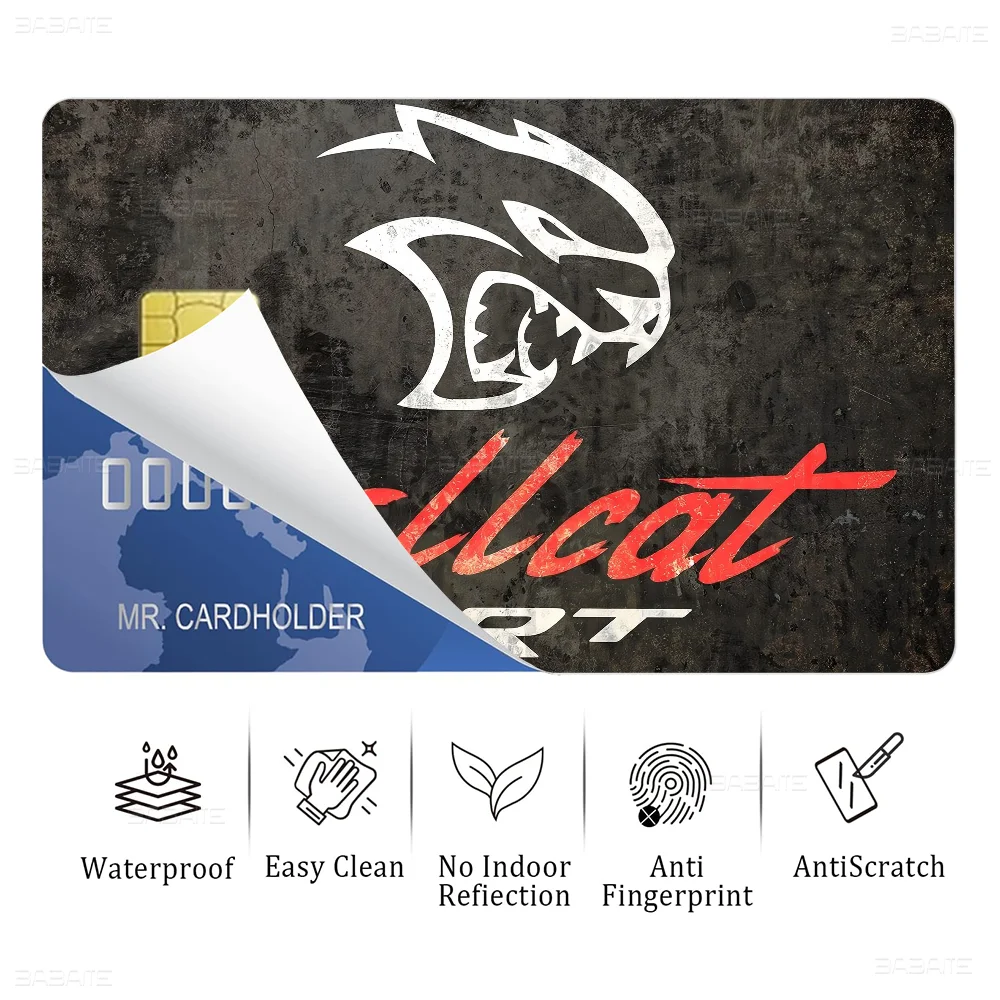 A credit card skin cover featuring a stylized black and white dragon head design on a dark background.