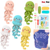 A set of beginner crochet kits featuring cute animal amigurumi figures in various pastel colors and yarn types.