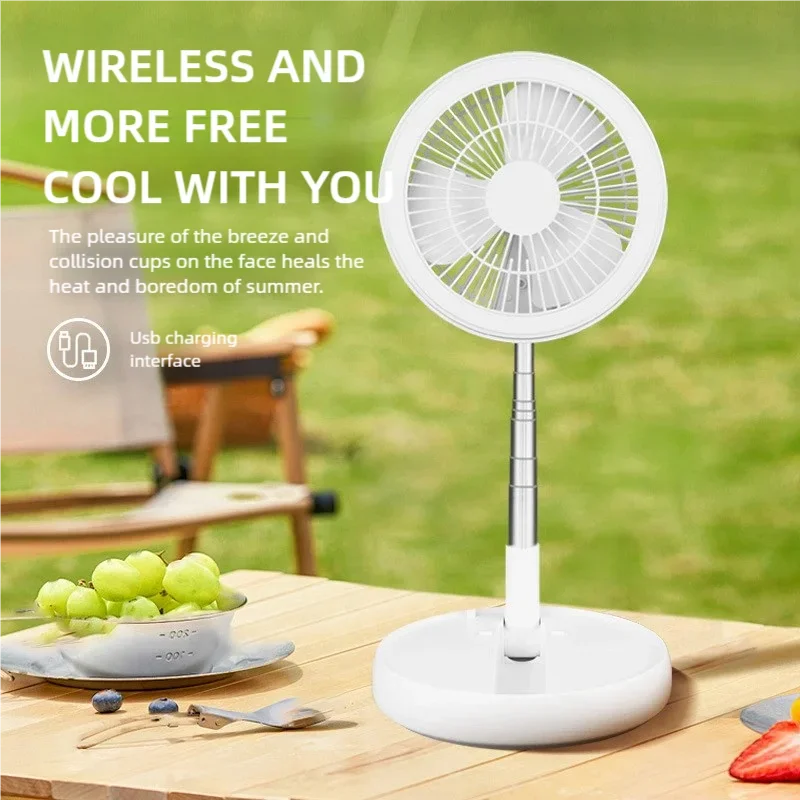 Ventilateur de bureau télescopique télécommandé avec lampe LED