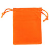 Orange velvet drawstring jewelry pouch with orange ties