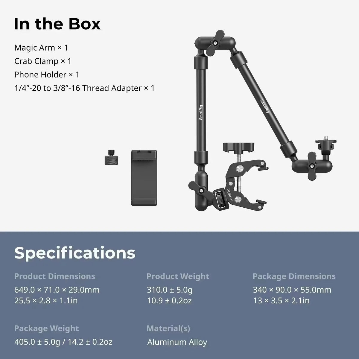 Adjustable Magic Arm with Crab Clamp and Phone Holder