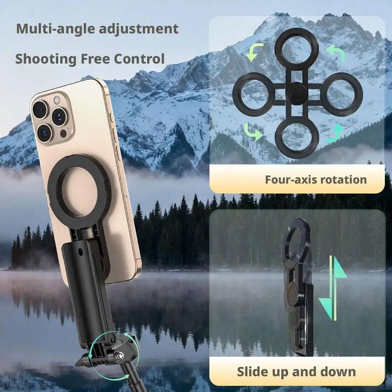 4-in-1 Magnetic Selfie Stick with Bluetooth Remote and Mini Tripod