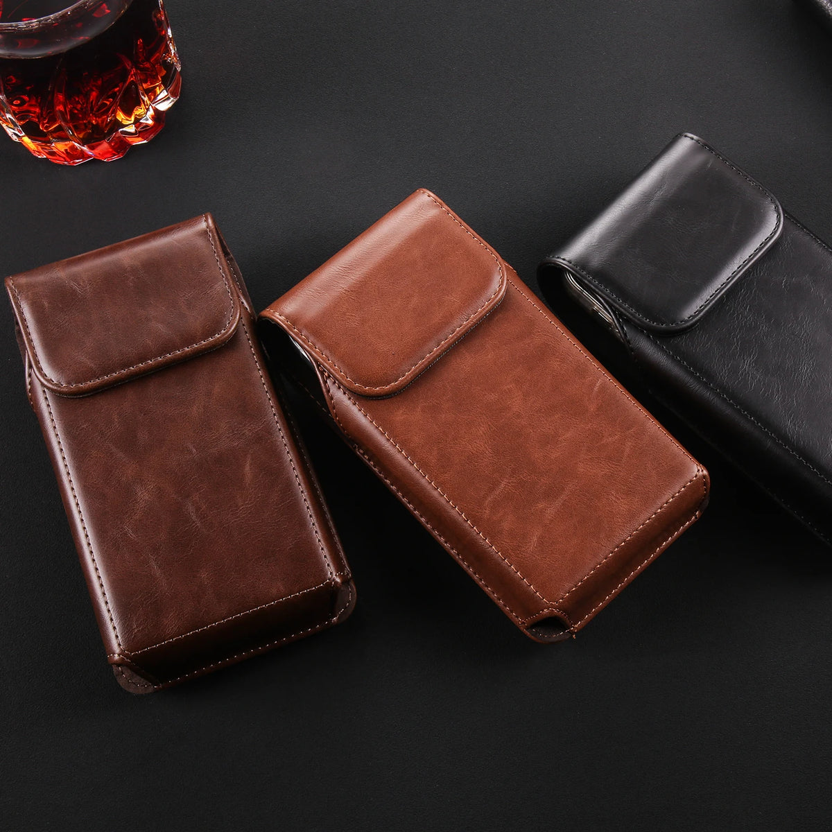 Genuine Leather Belt Clip Phone Holster for Men
