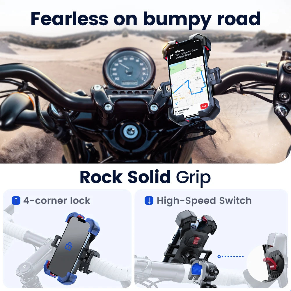 Universal Bike Phone Holder with 360° Rotation & Auto-Lock