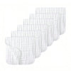 A stack of three white extra soft muslin burp cloths folded and displayed diagonally.