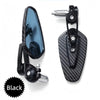 A pair of black carbon fiber motorcycle rearview mirrors with blue lenses and aluminum alloy mounting.