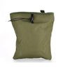 Olive green tactical MOLLE dump pouch with a black drawstring closure