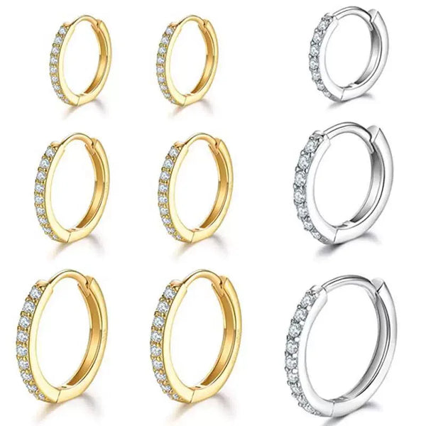 Gold-Plated Cubic Zirconia Huggie Hoop Earrings
