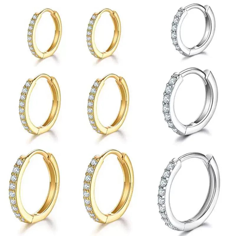 Gold-Plated Cubic Zirconia Huggie Hoop Earrings