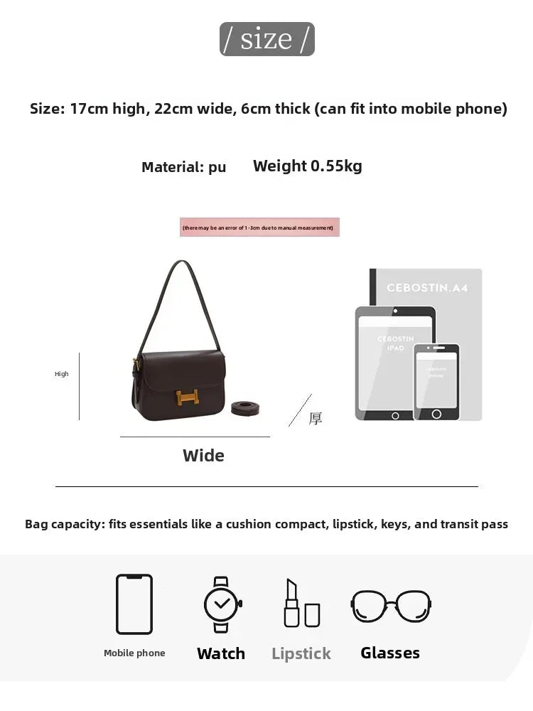 Korean Retro Square Crossbody Bag for Women – Compact Commuter Shoulder Bag