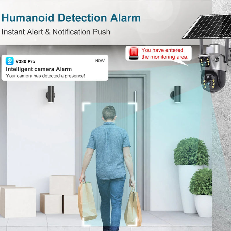 Dual-Lens Solar Security Camera with 4K Night Vision