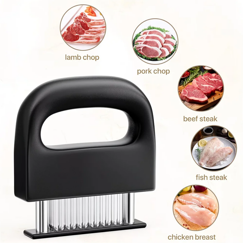 48-Needle Stainless Steel Meat Tenderizer with Safety Guard