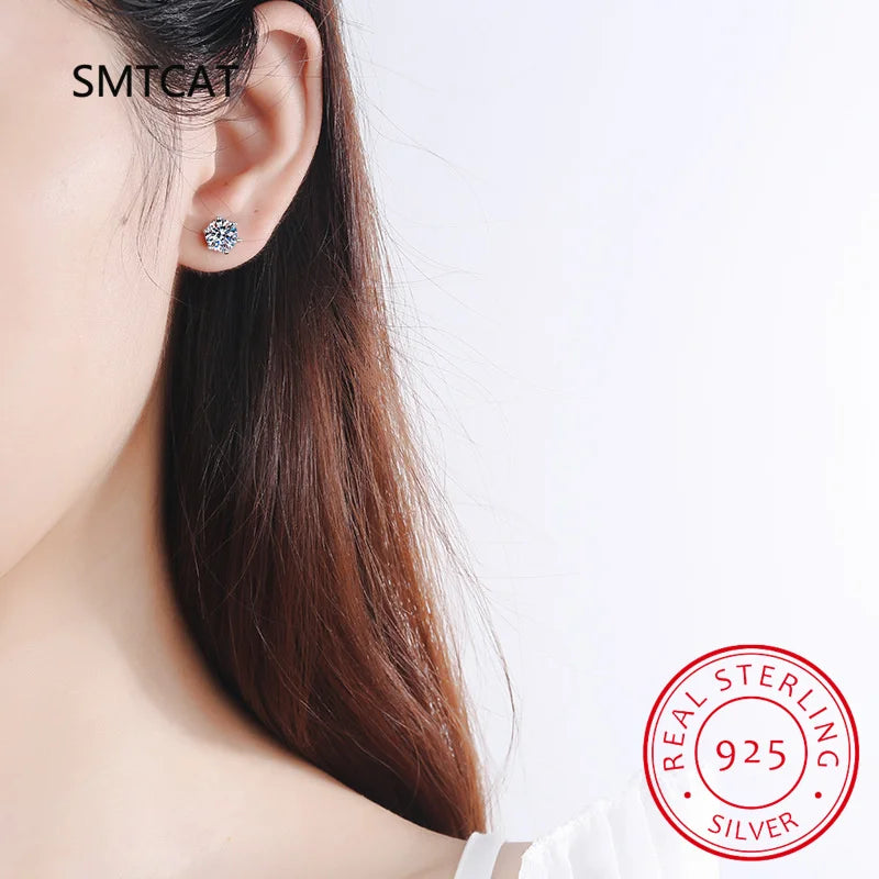 Classic Moissanite Stud Earrings in Sterling Silver