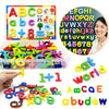 A magnetic alphabet learning set featuring letters, numbers, and words for educational play.