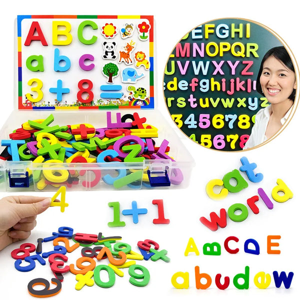 Magnetisches Alphabet-Lernset mit Buchstaben, Zahlen und Wörtern zum Lernspiel
