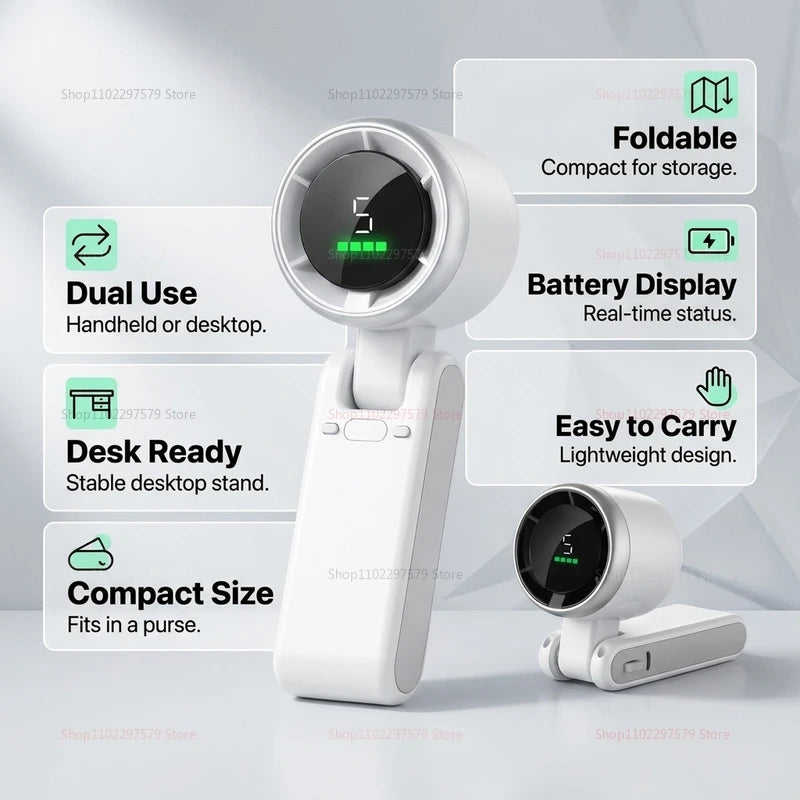 Ventilador de Mano Turbo Plegable con 5 Velocidades