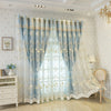 Embroidered Floral Blackout Curtain, Double Layer Sun Protection for Bedroom & Living Room