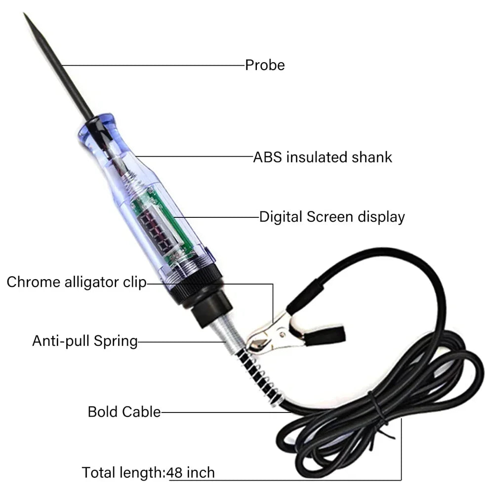 Automotive Digital Circuit Tester 6V-72V with LED Polarity Detection