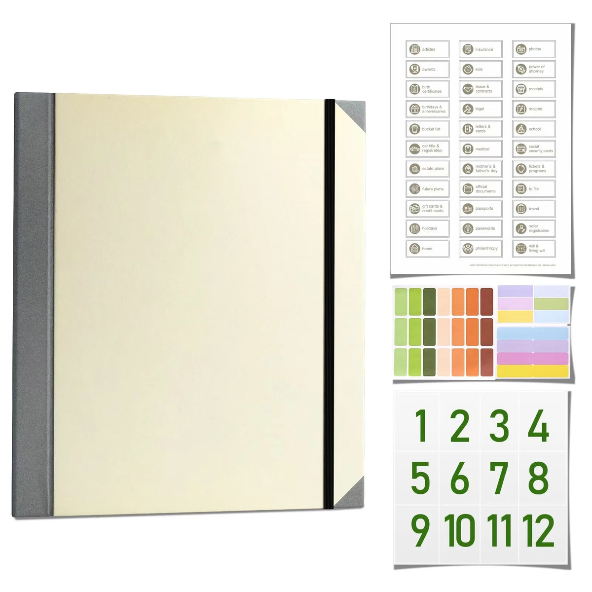 Emergency Preparedness Document Organizer with Accordion Pockets