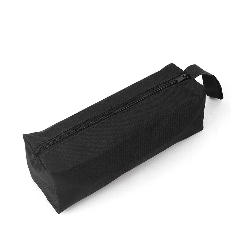 Black compact oxford cloth tool organizer bag with a zippered top and strap.