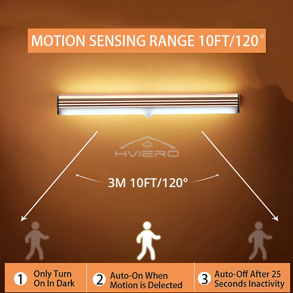 قضيب إضاءة مستشعر حركي LED أفقي، بمدى استشعار 10 أقدام و120 درجة.