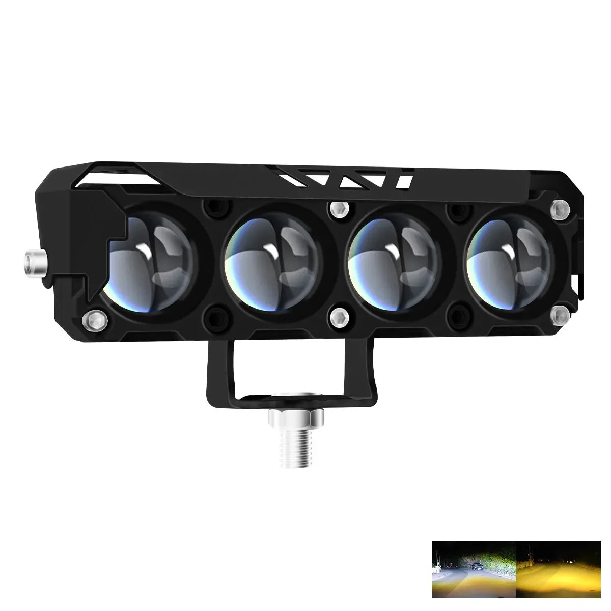 Black high-intensity LED spotlight headlight assembly with multiple lenses for off-road vehicles