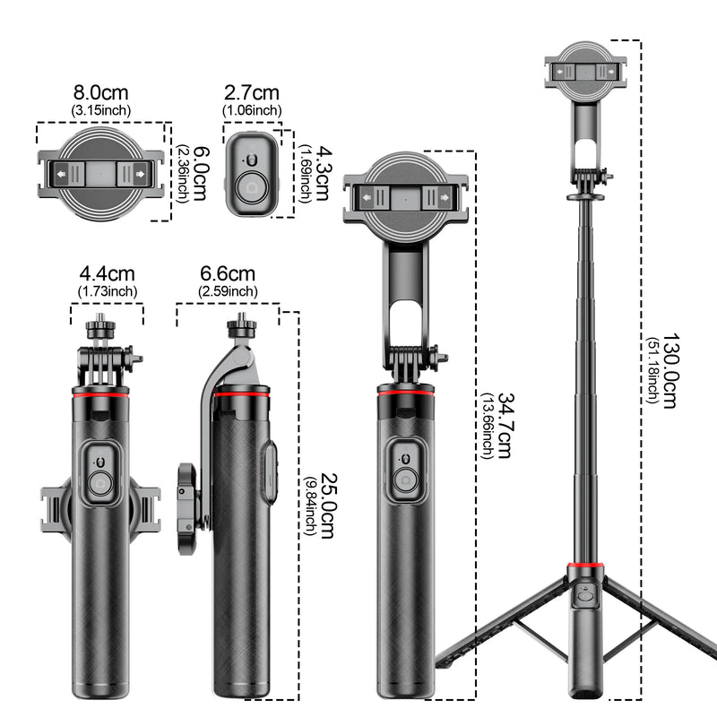 Magnetic Selfie Stick Tripod with Bluetooth Remote