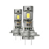 A pair of silver LED headlight bulbs with integrated housing and electrical contacts.