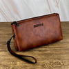 Men's Classic Leather Clutch Bag with Dual Zip Compartments