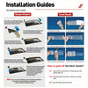 Installation guides showing steps for applying a motorcycle wheel rim decal sticker set