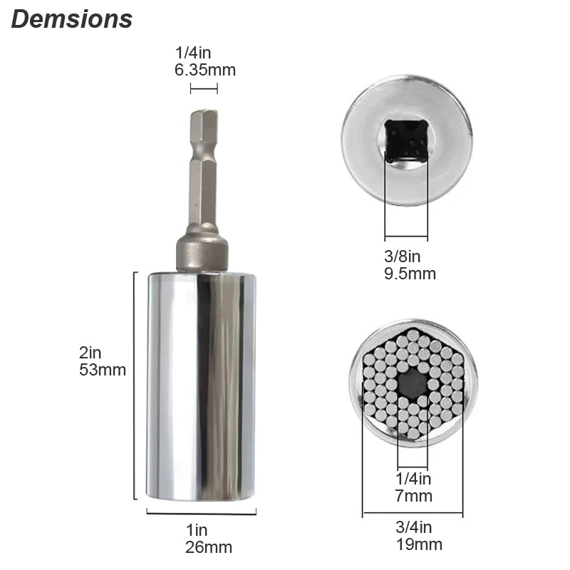 Universal Socket Wrench Adapter with Drill Attachment