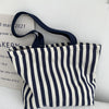 Striped Canvas Shoulder Tote Bag