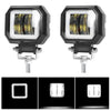 Zwei universelle LED-Arbeitsleuchtenhalterungen vor schwarzem Hintergrund.