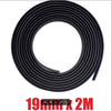 Black rubber seal strip for car windshield and door gaps, 19mm x 2m.