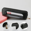 Black leather trim clear waterproof travel makeup organizer pouch shown from various angles