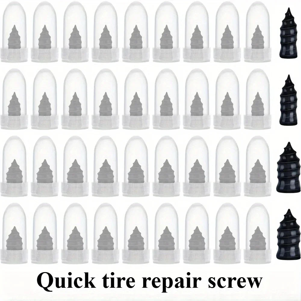 A multi-pack of quick tire repair screws used for fixing punctures in rubber tires.