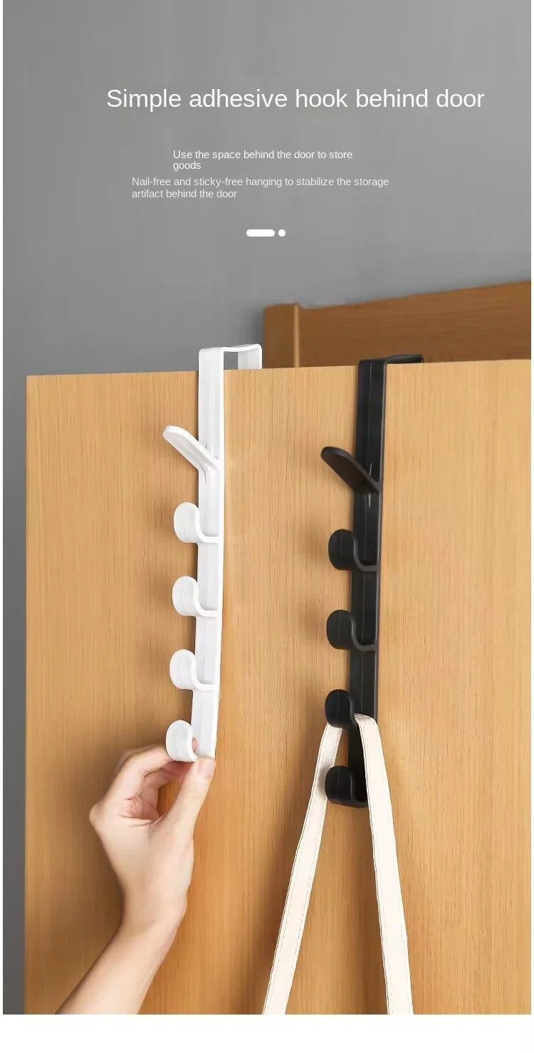 5-Hook Over-the-Door Coat Hanger for Closet & Cabinet Storage