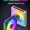 Prisma 6pro ARGB Gehäuseventilator mit dreiseitigem Spiegeldesign in verschiedenen Farben.