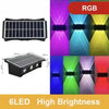 A solar powered LED wall light featuring multiple bright RGB lights and a solar panel for illumination.