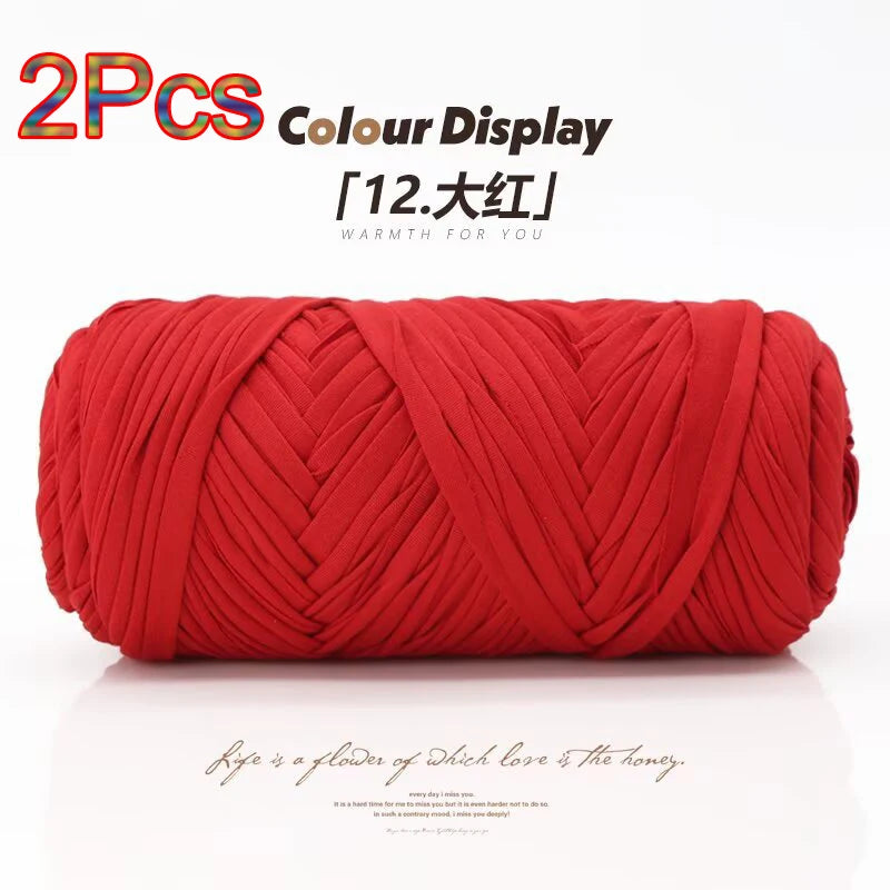 Elastic T-Shirt Yarn for Crochet and Knitting (2-Pack, 50m Each)