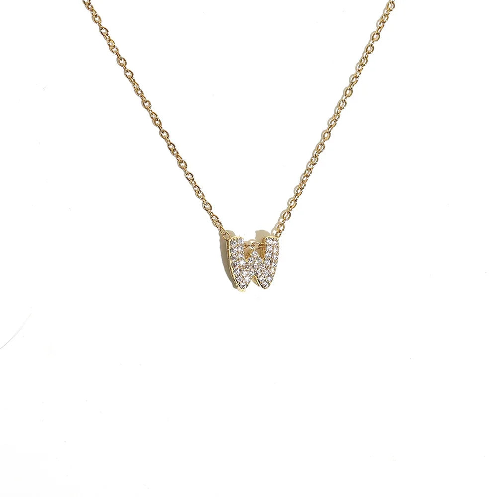 Collier en chaîne doré avec pendentif lettre initiale scintillant