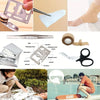 A collection of various tools and medical supplies including a knife, tweezers, and a portable first aid kit with a hard shel