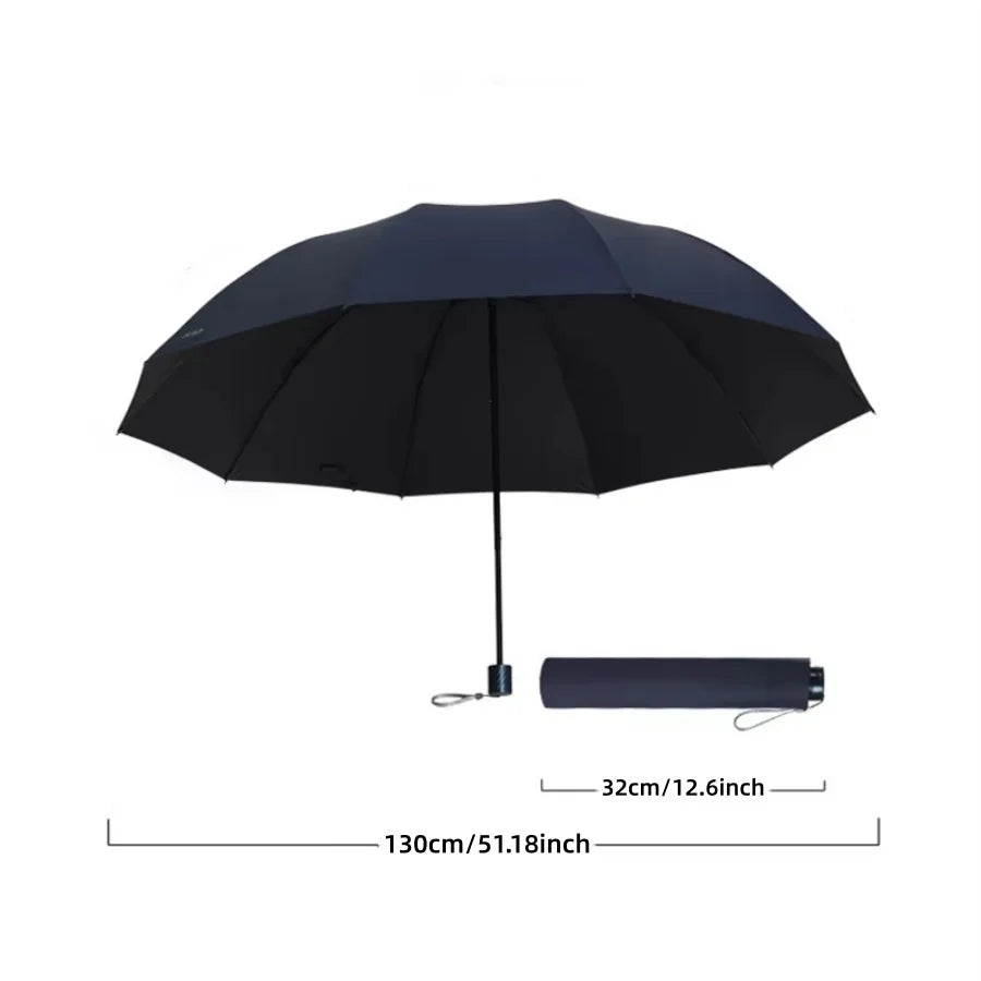 Black extra-large manual umbrella with a 51-inch span and reinforced frame.