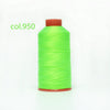 A spool of bright lime green heavy-duty nylon bonded thread labeled col.950.