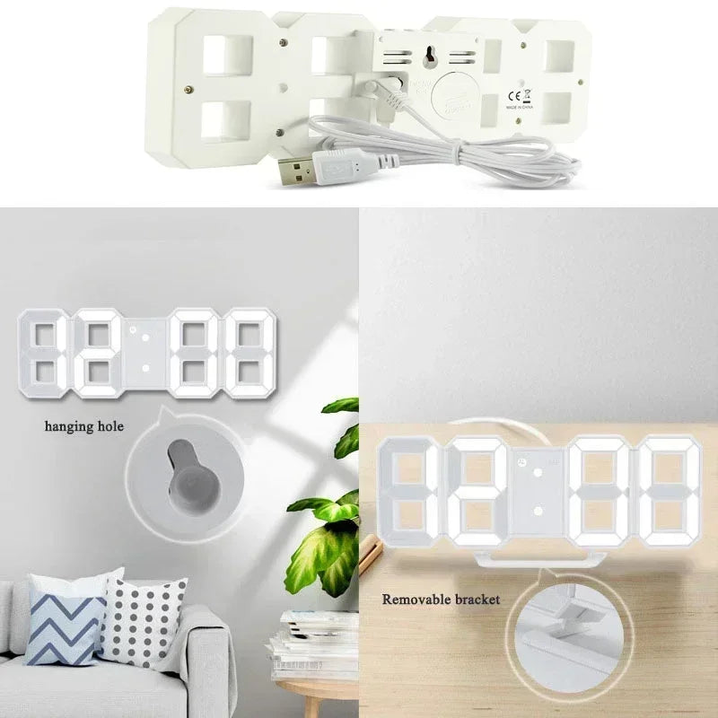 3D LED Digital Alarm Clock with Calendar and Temperature Display