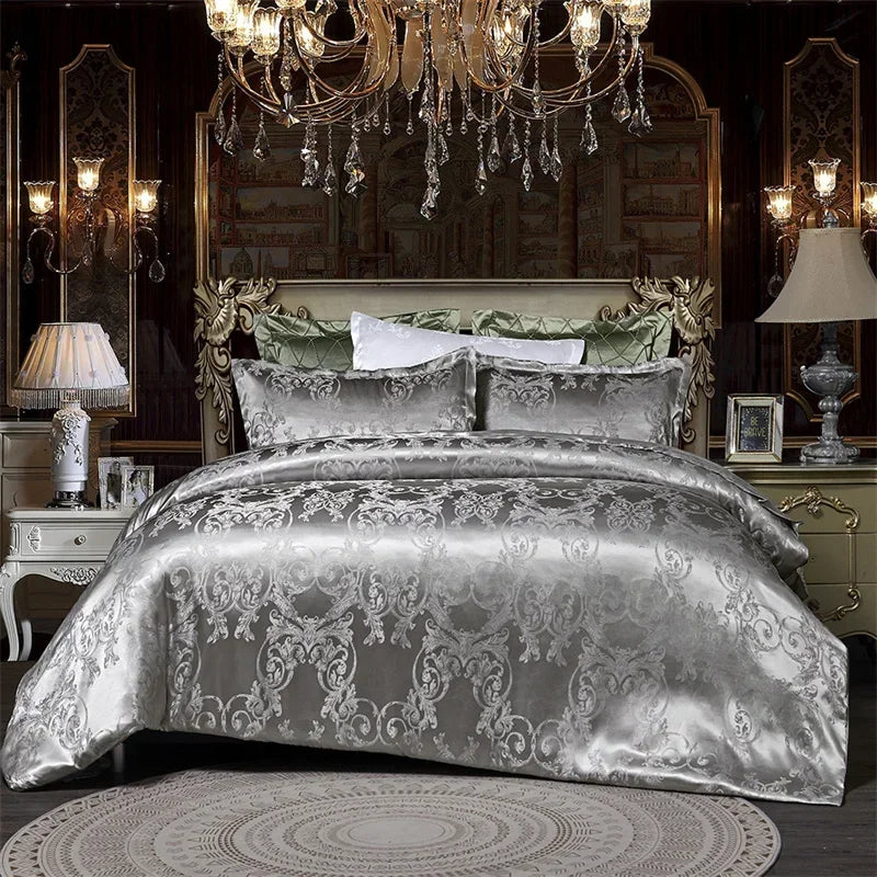 Silver Royal Luxury Duvet Cover Set with Pillowcases