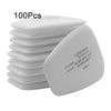 A stack of 100 replacement dust filter pads for respirators, white in color.