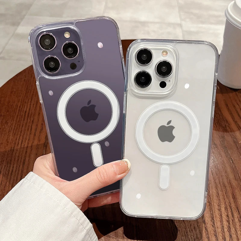 Transparent Magnetic Wireless Charging Case for iPhone with Shockproof Protection