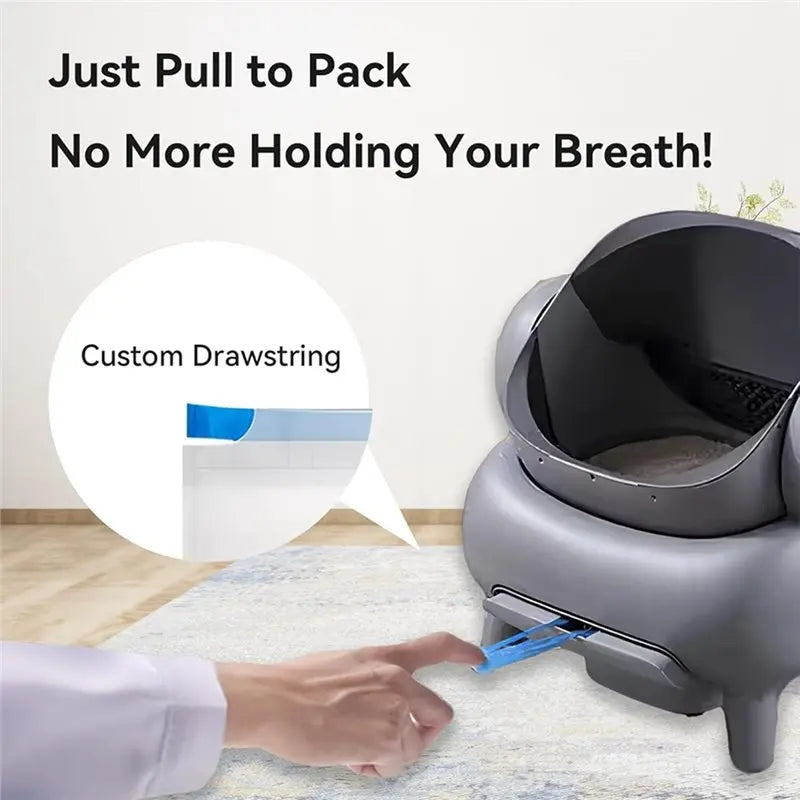 Open-Top Self-Cleaning Cat Litter Box Liners - Drawstring Design