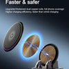 A dual-coil high power wireless charging device with an RGB ambient light and rotating coil shown on a black surface.